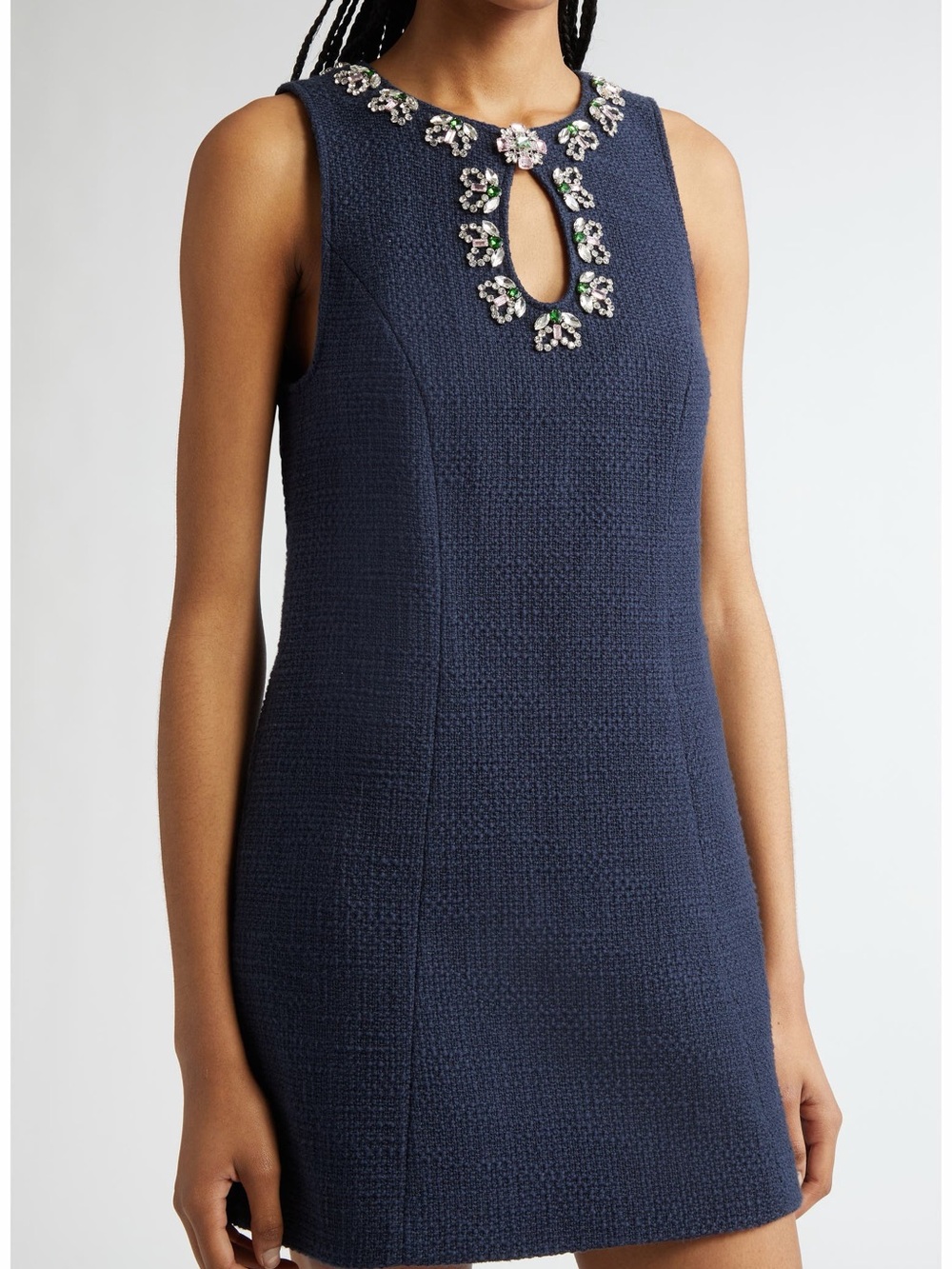 Cinq à Sept Franchelle Crystal Embellished Tweed Minidress